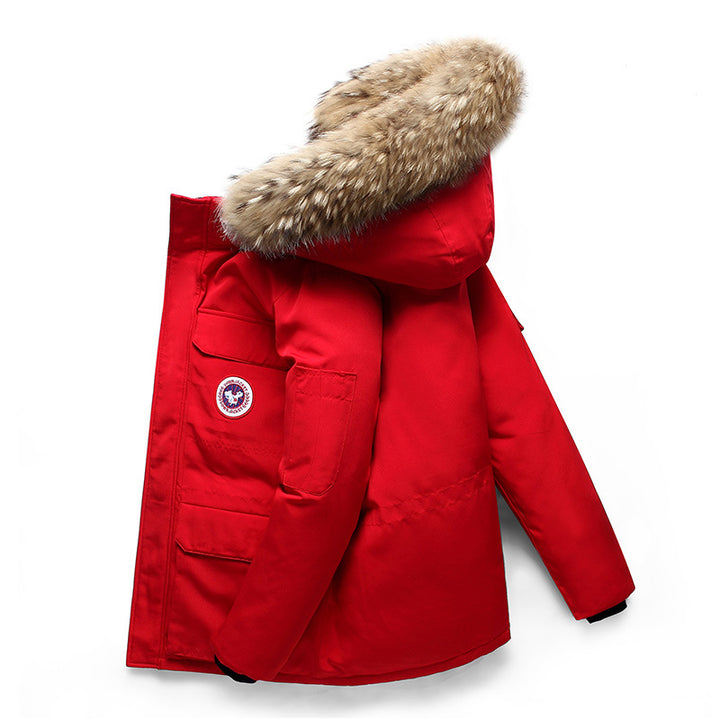 Modische Unisex-Daunenjacke mit abnehmbarem Kragen