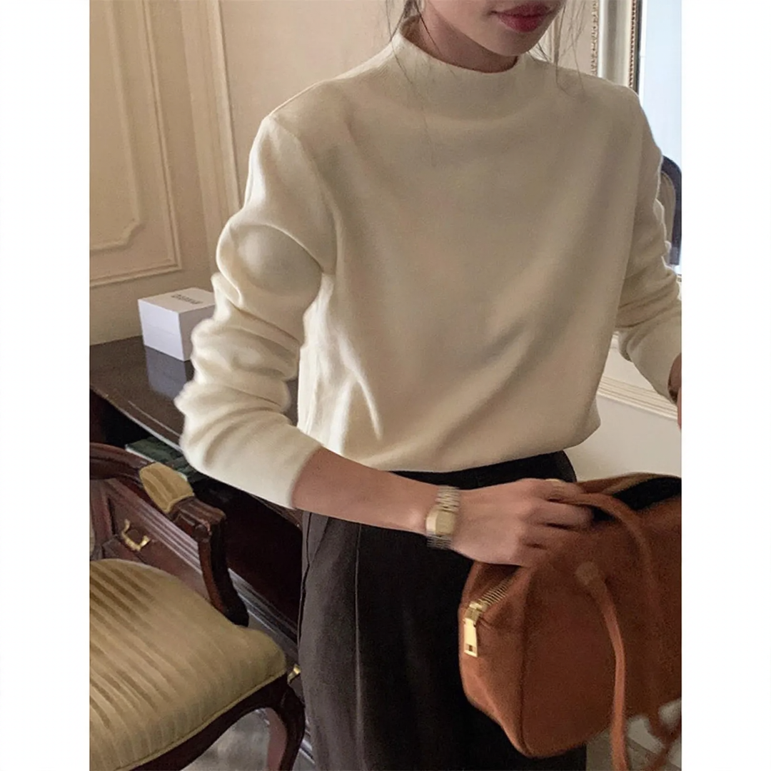 Damen-Strickpullover mit Stehkragen, weiches Material