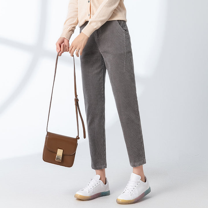 Damen-Cordhose, lockerer Schnitt, 7/8-Länge