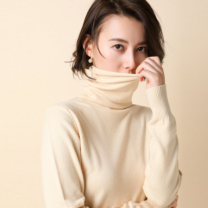 Damen-Strickpullover mit Stehkragen und geometrischem Muster