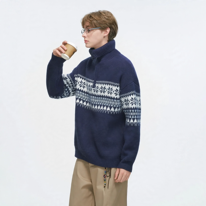 Unisex-Weihnachtspullover mit Reißverschluss