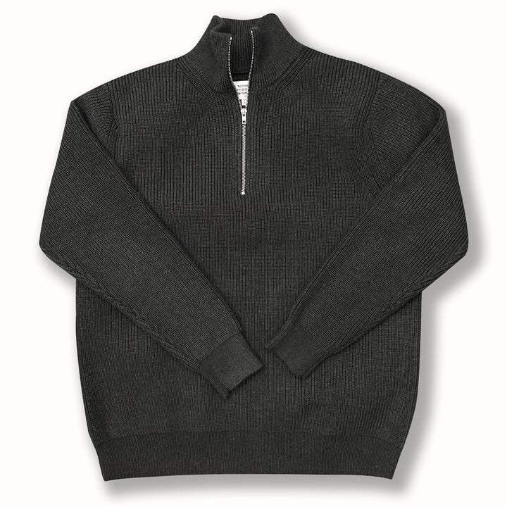 Unisex-Strickpullover mit Reißverschluss und Stehkragen