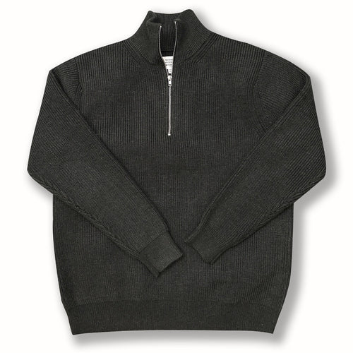 Unisex-Strickpullover mit Reißverschluss und Stehkragen