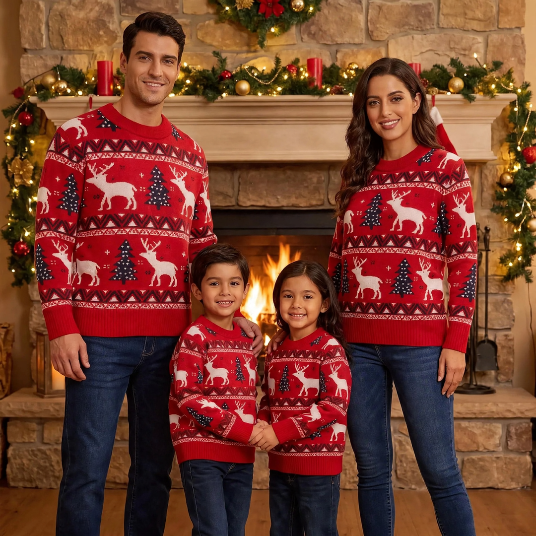 Unisex-Strickpullover mit weihnachtlichem Jacquard-Muster
