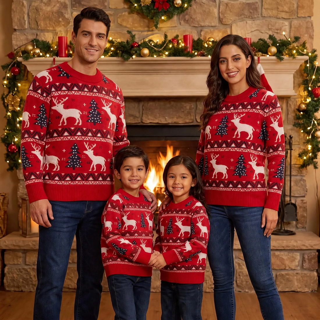 Unisex-Strickpullover mit weihnachtlichem Jacquard-Muster