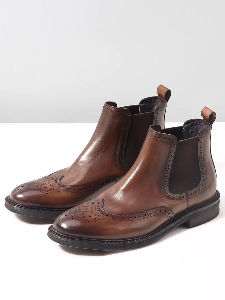 Herren-Chelsea-Stiefel aus Echtleder mit Plateau