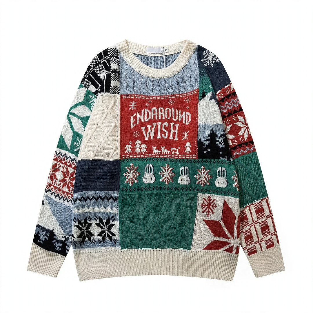 Herren-Strickpullover, Rundhals, Kontrastfarben