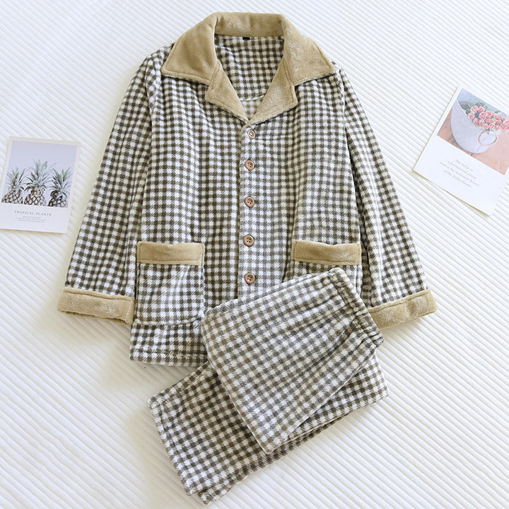 Warmer Flanell-Schlafanzug für Herren, gefüttert