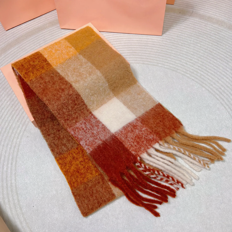 Langer Regenbogen-Schal aus Mohair-Wollmischung