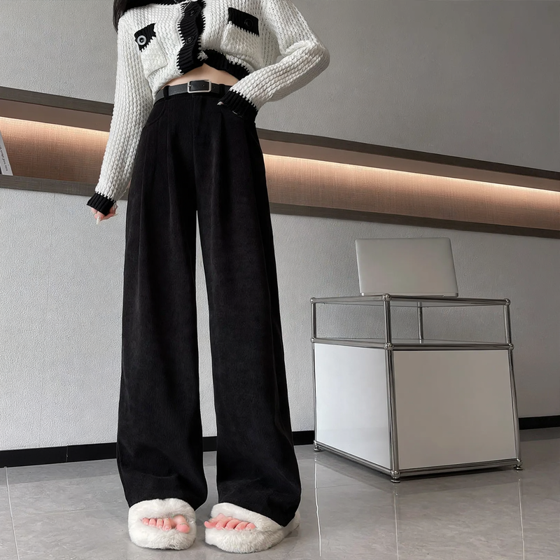 Damen-Cordhose, gerade geschnitten, gefüttert, für Herbst/Frühling