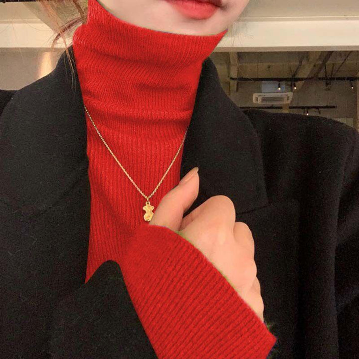 Schlankmachender Damen-Strickpullover mit Stehkragen