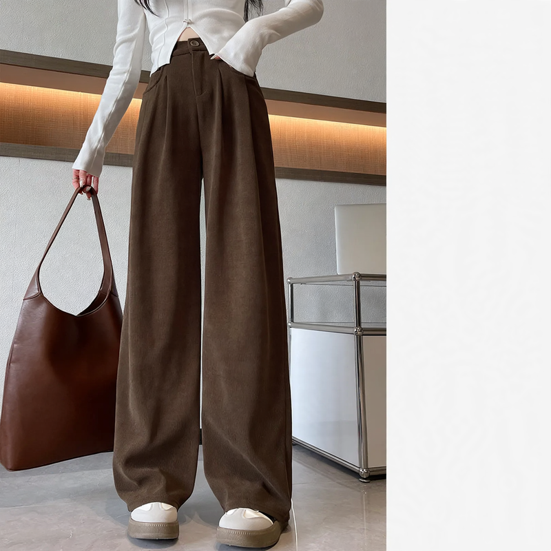 Damen-Cordhose, weit geschnitten, fließend