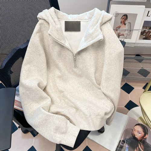 Vintage-Kapuzenpullover mit halbem Reißverschluss
