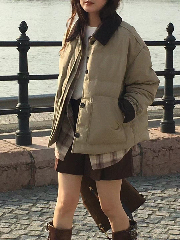 Damen Daunenjacke, Weißenten-Daunenfüllung, Koreanischer Stil