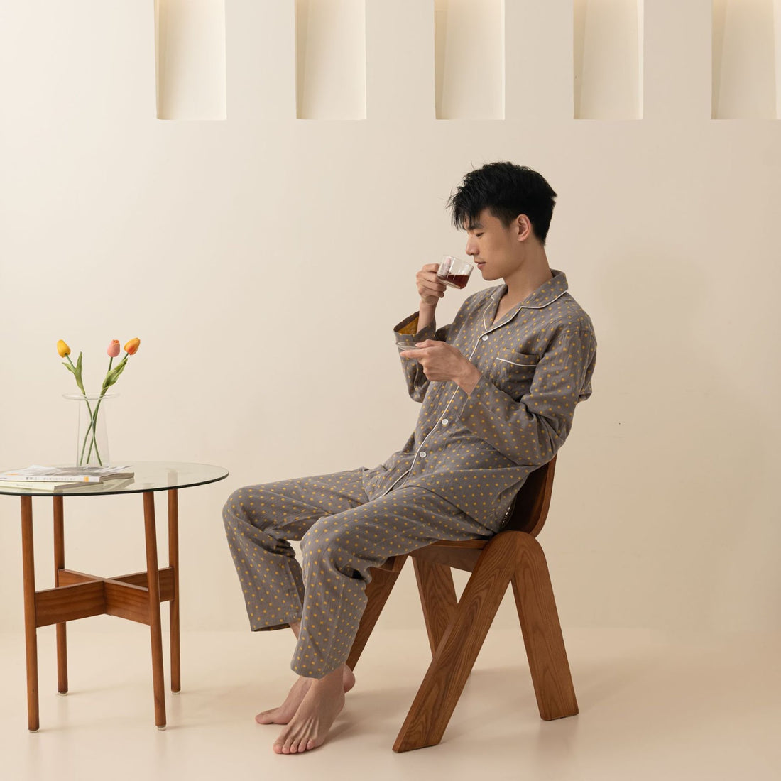 Baumwoll-Schlafanzug, Doppelgaze, Langarm, Unisex