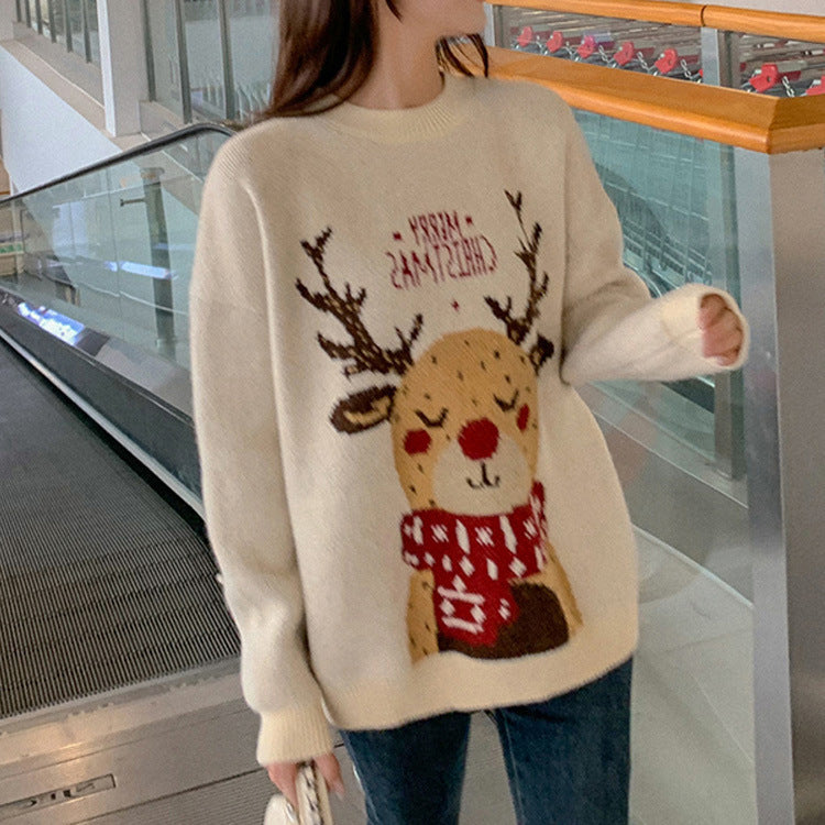 Damen-Strickpullover mit 3D-Motiv, locker geschnitten