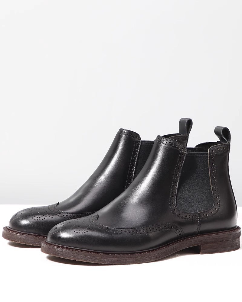 Herren-Chelsea-Stiefel aus Echtleder mit Plateau