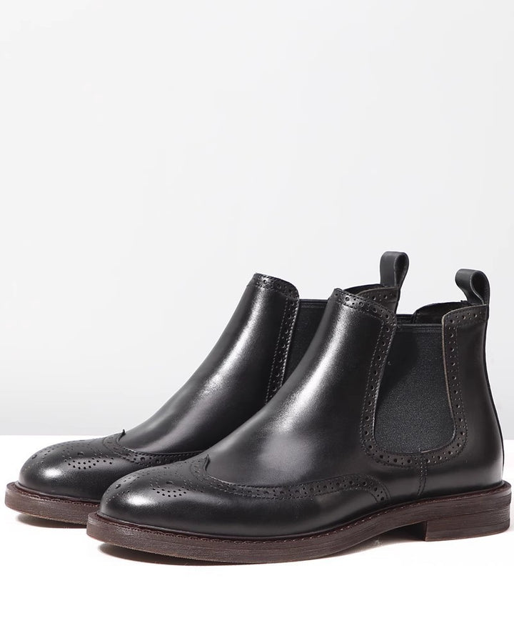 Herren-Chelsea-Stiefel aus Echtleder mit Plateau