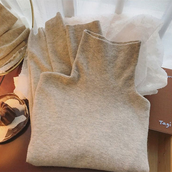 Damen-Rollkragenpullover, einfarbig, Strick