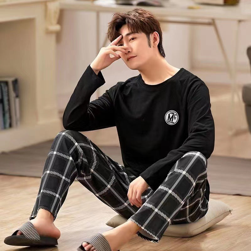 Herren-Pyjama-Set, langärmelig, leicht und bequem