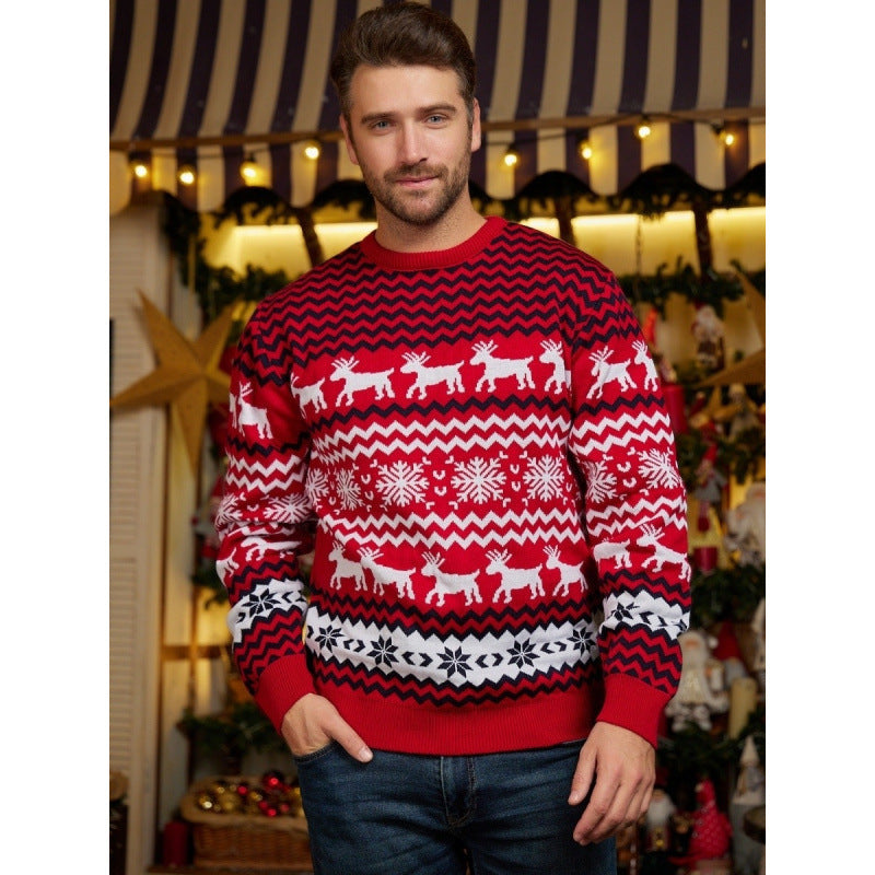 Weihnachtspullover mit Rentier-Jacquard für Damen und Herren