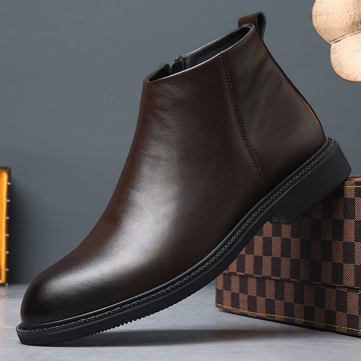 Herren-Chelsea-Stiefel, Echtleder, gefüttert, warm