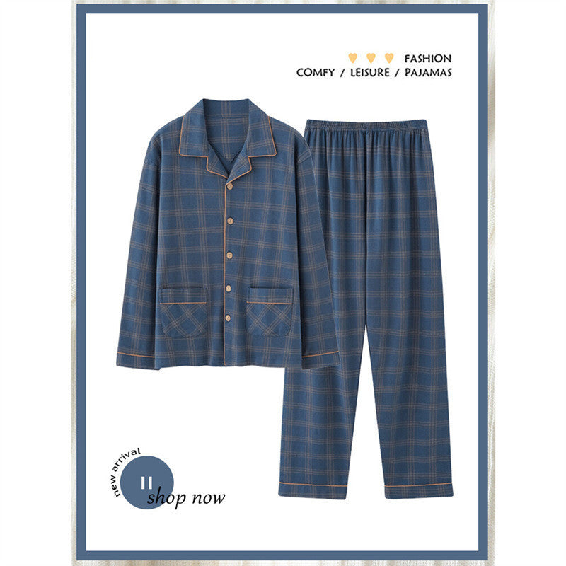 Herren-Pyjama-Set aus reiner Baumwolle, kariert