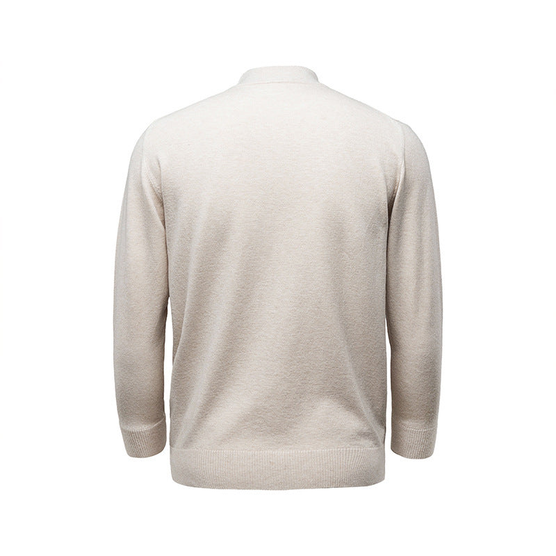 Herren-Strickpullover mit Stehkragen, einfarbig