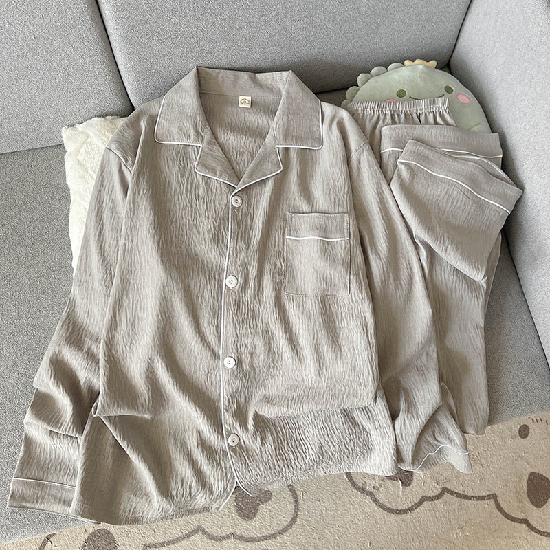Herren-Pyjama aus weicher Baumwoll-Gaze, schlicht