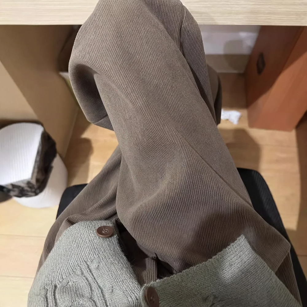 Damen-Cordhose, weit geschnitten, hohe Taille, gestrickt