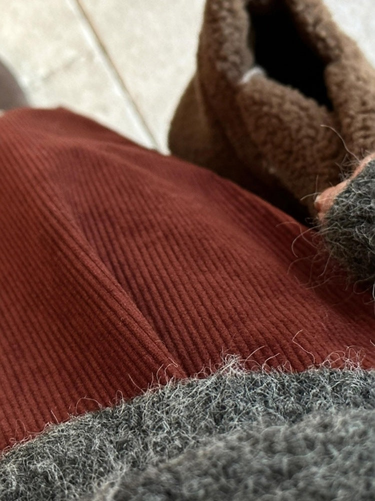 Damen-Cordhose, verkürzt, lockere Passform