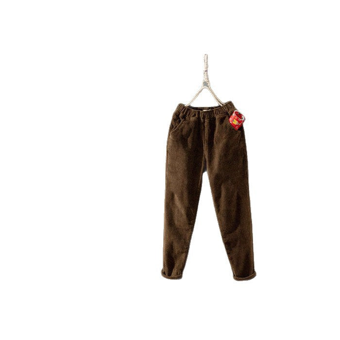 Kordhose für Damen, lockere Passform, elastischer Bund