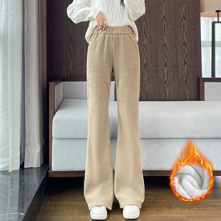 Gefütterte Cord-Schlaghose mit Lammfleece-Imitat