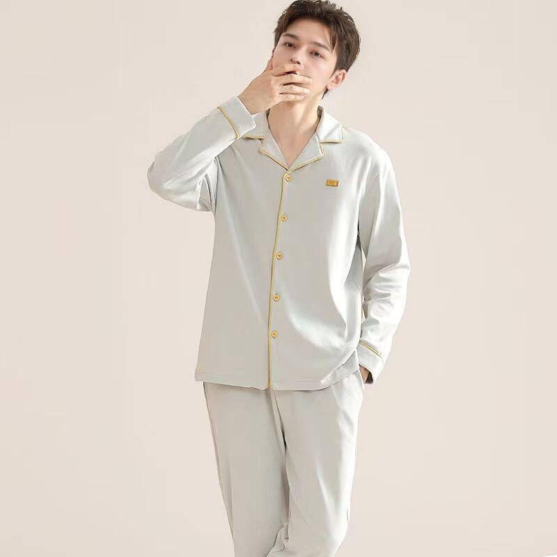 Herren-Pyjama-Set, Baumwolle, geknöpft, verschiedene Größen