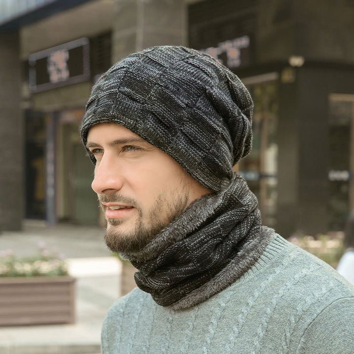 Winter-Strickmütze und Schal Set, gefüttert, 9507