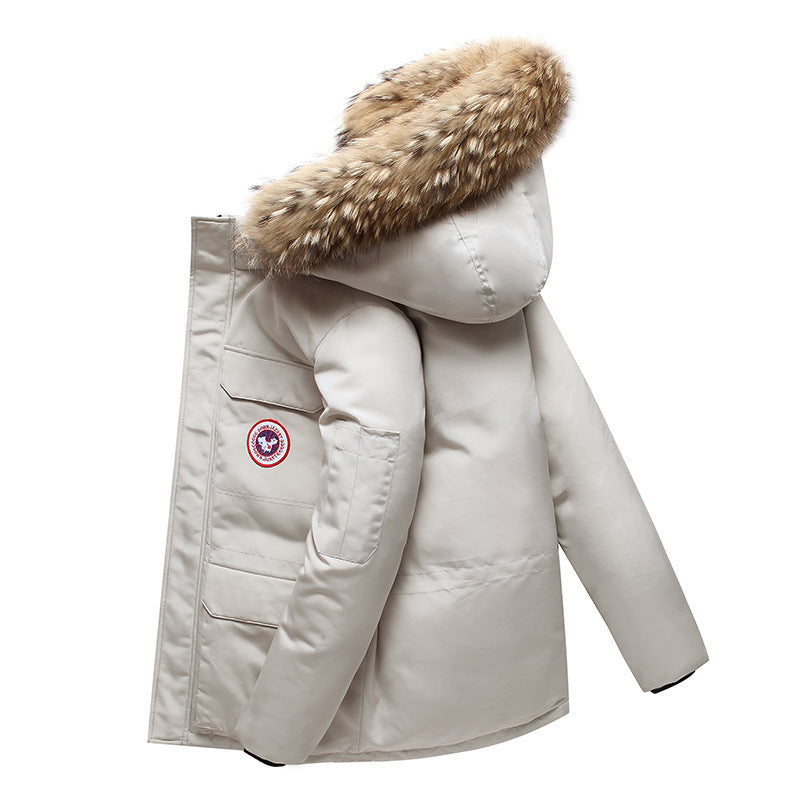 Modische Unisex-Daunenjacke mit abnehmbarem Kragen