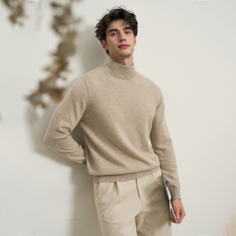Herren-Strickpullover, Stehkragen, körperbetont