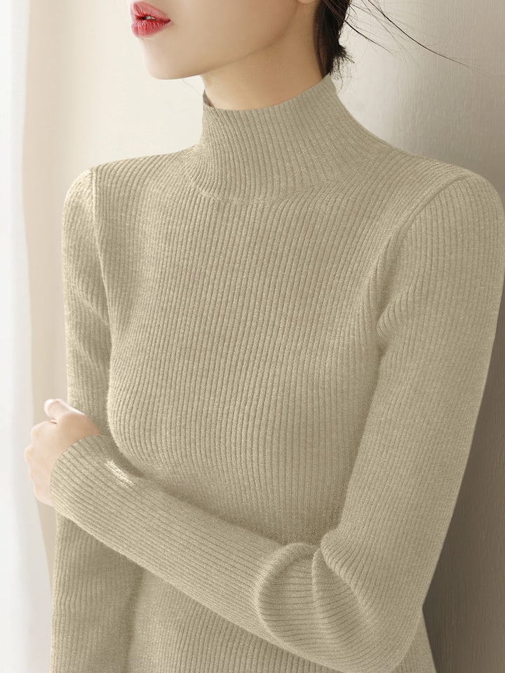 Damen-Strickpullover mit Stehkragen, schmal geschnitten