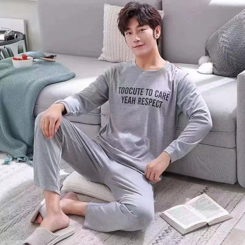 Herren-Pyjama-Set, langärmelig, leicht und bequem