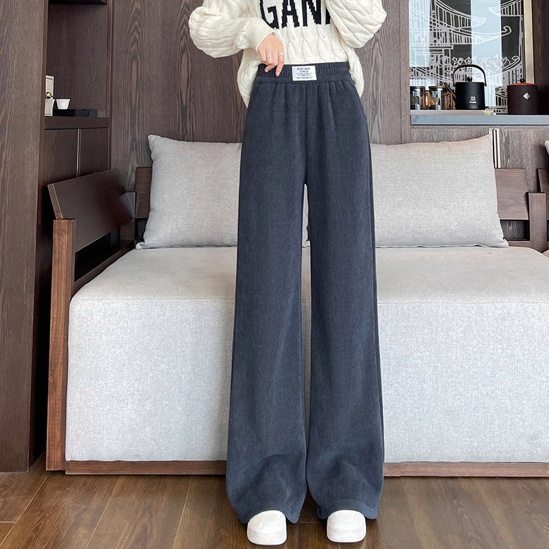 Damen-Cordhose mit Lammfleece, weit geschnitten