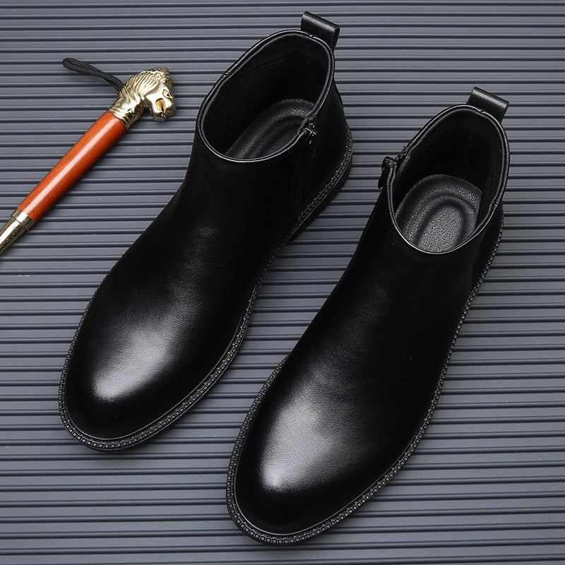 Herren-Chelsea-Stiefel, Echtleder, gefüttert, warm