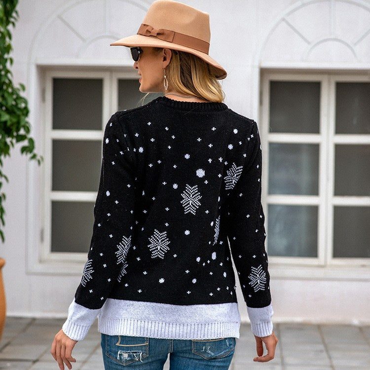 Damen-Weihnachtspullover mit Rentier-Motiv