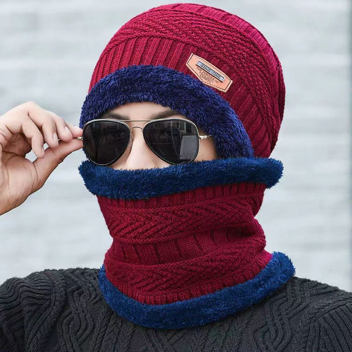 Gefüttertes Strickmützen- und Schal-Set, Winter