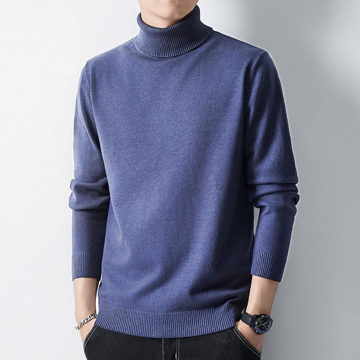 Herren-Strickpullover mit hohem Kragen, körperbetont