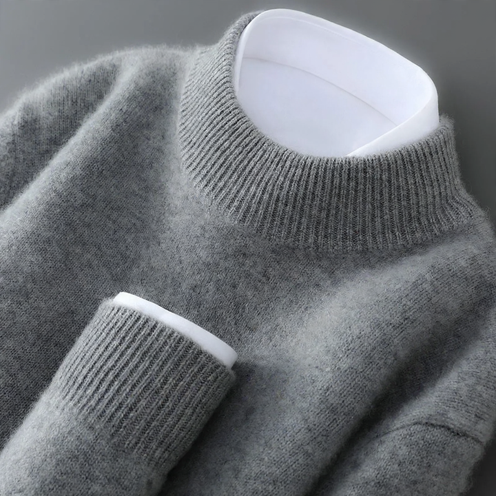 Herren-Wollpullover, Stehkragen, Business-Stil