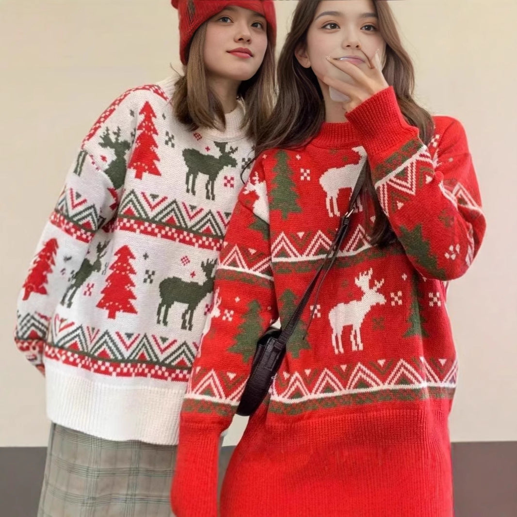 Damen-Weihnachtspullover mit Rentier-Motiv