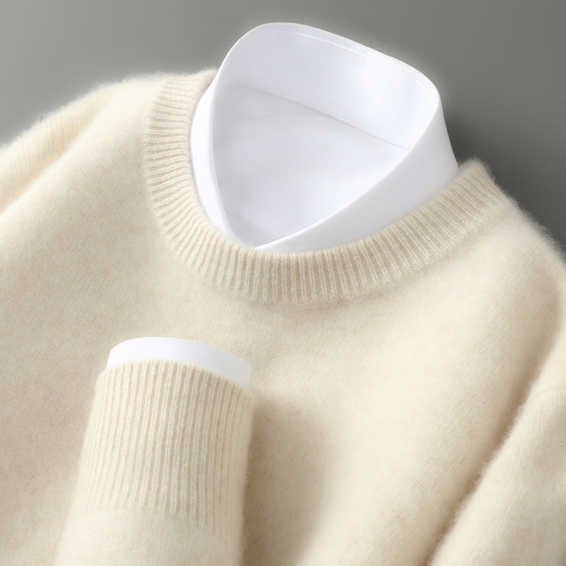 Herren-Wollpullover, 100% Wolle, Stehkragen, Business-Stil