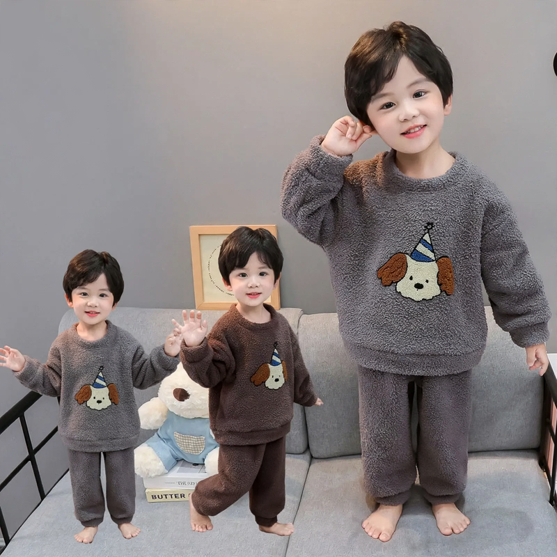 Warme Jungen-Hausanzug-Sets aus weichem Fleece