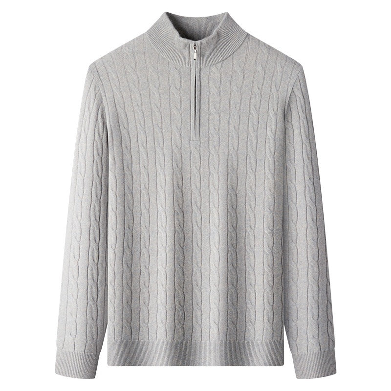 Herren-Kaschmirpullover mit Reißverschluss, dick