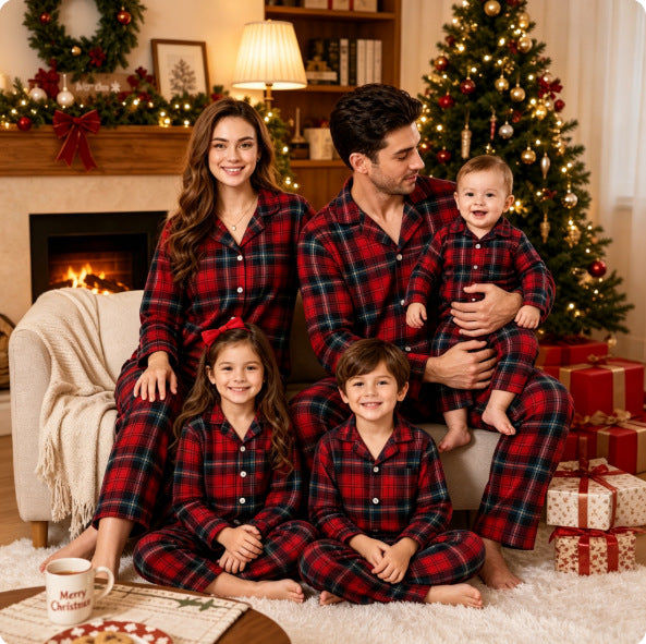 Familien-Pyjama-Set, kariert, Langarm, 2631
